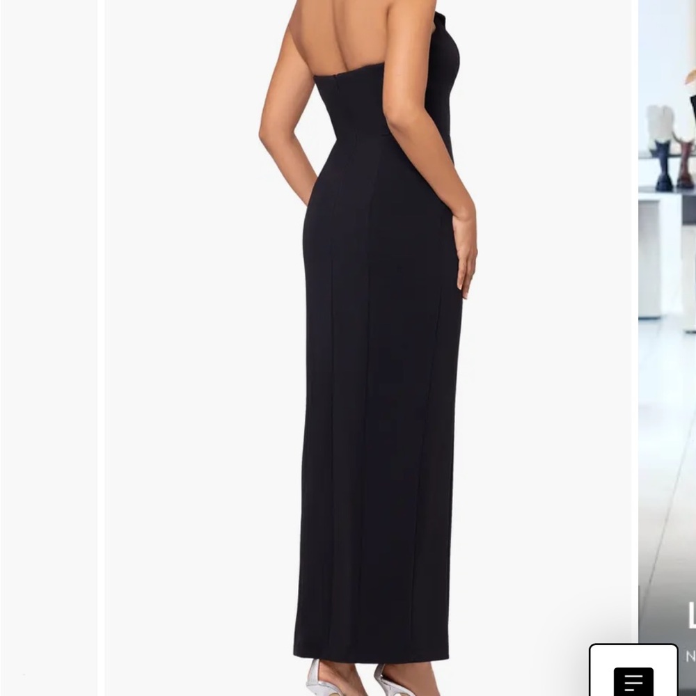 Betsy & Adam Black Strapless Gown - Picture 2 of 6